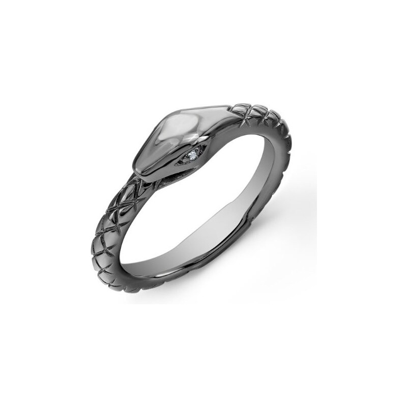 Stříbrný prsten s diamantem potažený rhodiem KLENOTA