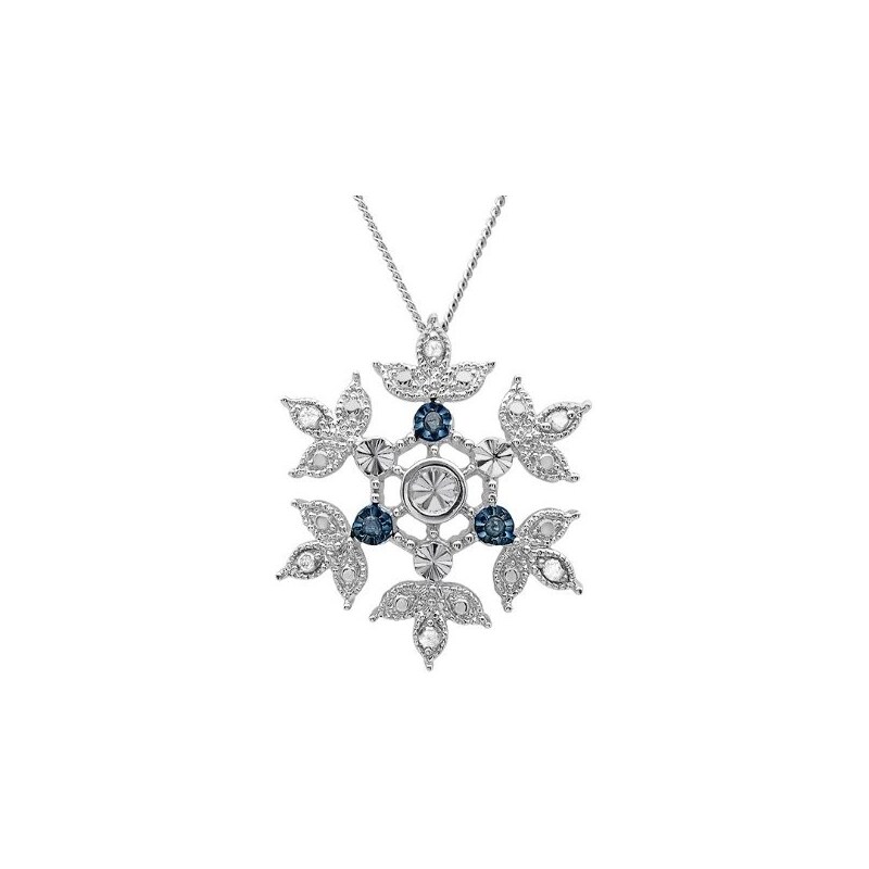 KLENOTA Diamantový přívěsek ze stříbra s motivem sněhové vločky