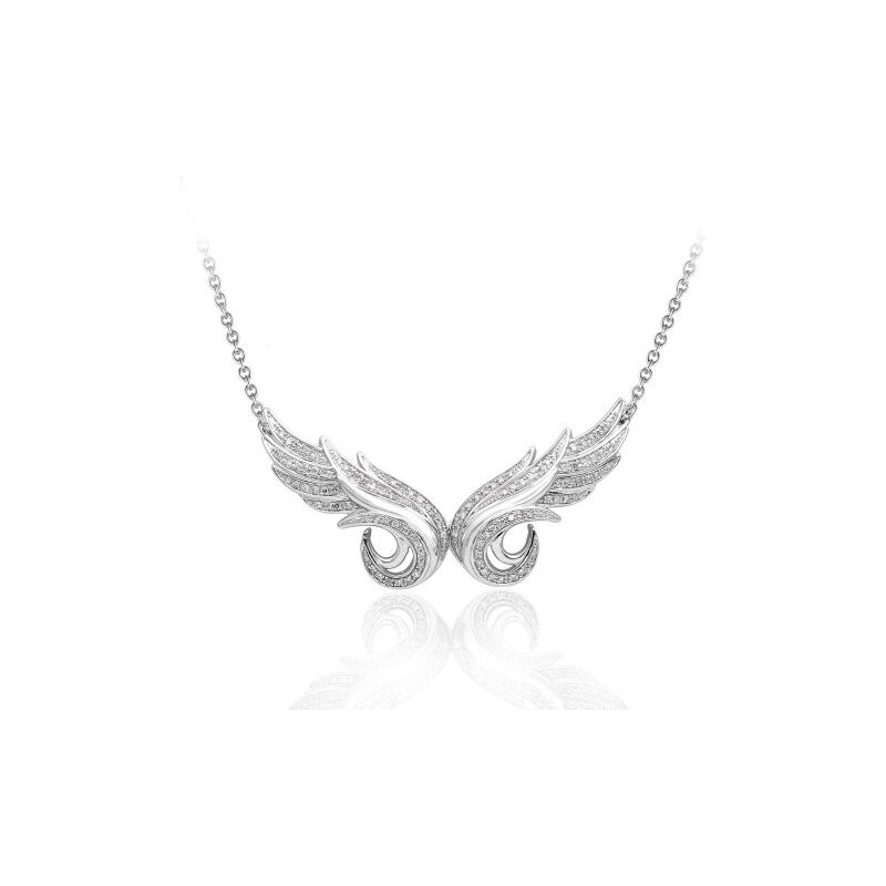 Stříbrný diamantový přívěsek Andělská křídla KLENOTA