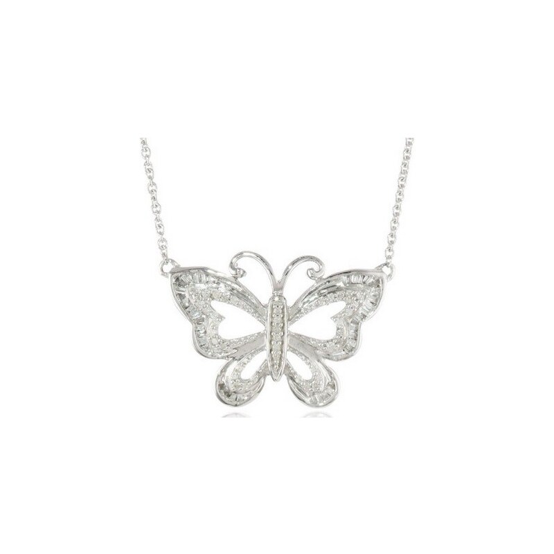 Diamantový motýlí náhrdelník ze stříbra KLENOTA