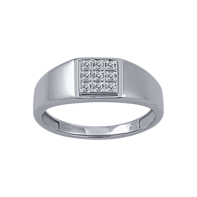Pánský stříbrný prsten s diamanty KLENOTA