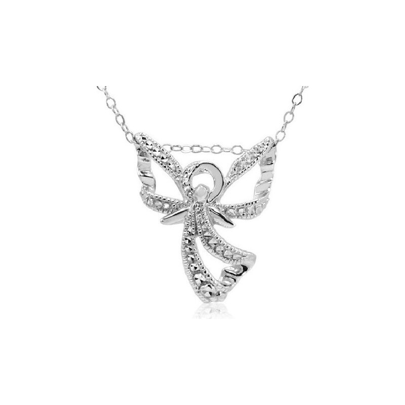 Diamantový přívěsek ze stříbra s motivem anděla KLENOTA