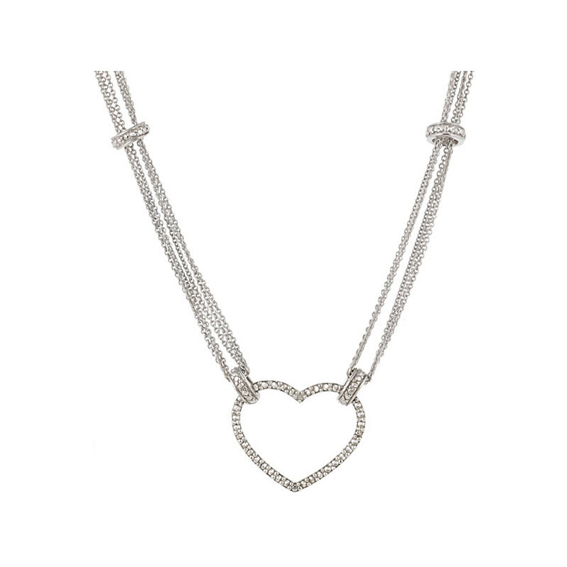 Klenota Stříbrný náhrdelník s přívěskem ve tvaru srdce