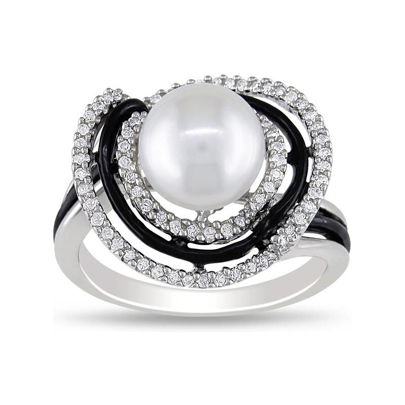 Perlový prsten s diamanty KLENOTA