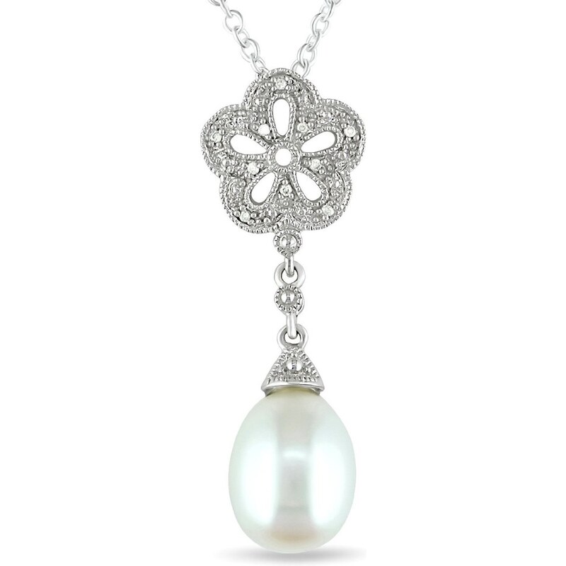 Překrásný náhrdelník s perlou a diamanty KLENOTA