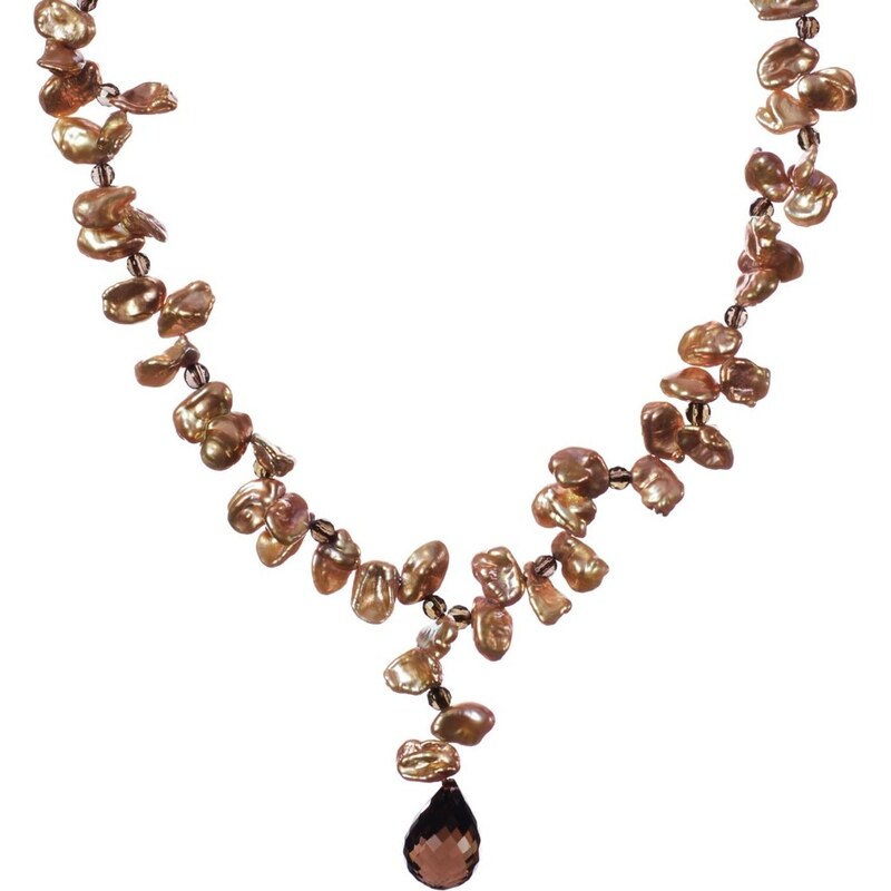 KLENOTA Náhrdelník z nabarvených perel a s výraznou záhnědou