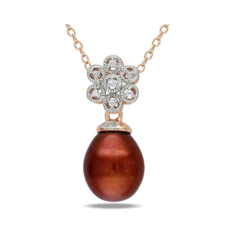 Originální pozlacený náhrdelník s perlou a diamanty KLENOTA