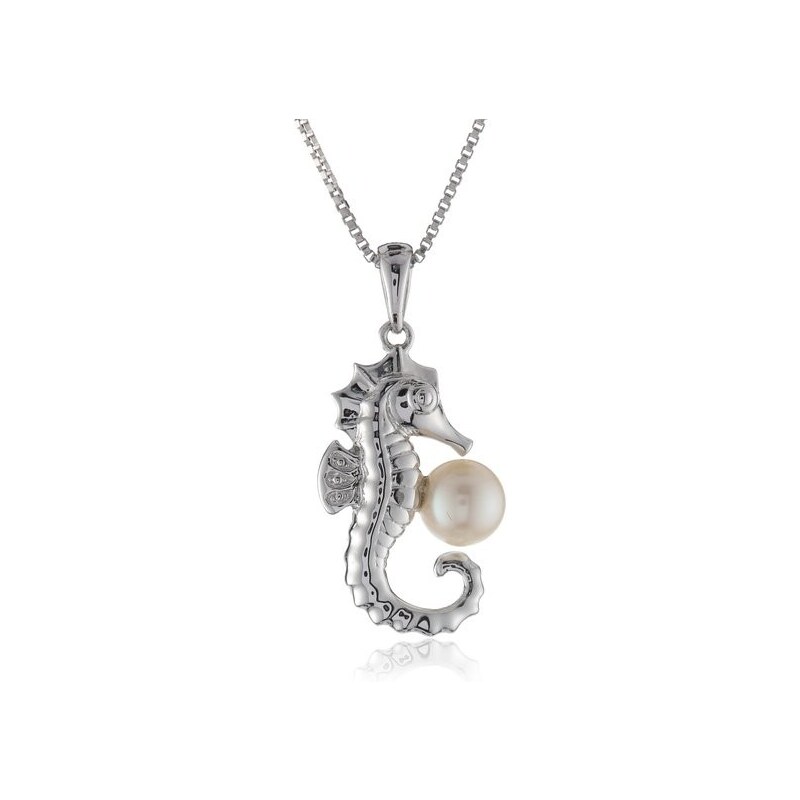 Stříbrný přívěsek ve tvaru mořského koníka s perlou KLENOTA