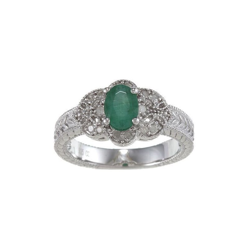 Smaragdový prsten s diamanty KLENOTA