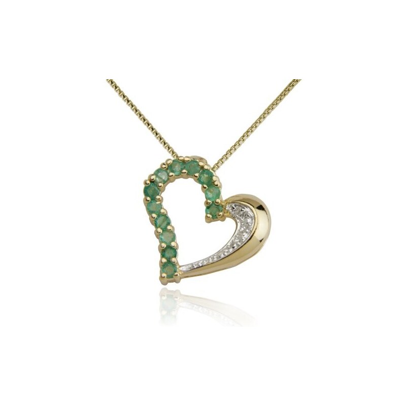 Pozlacený náhrdelník se smaragdovým a diamantovým přívěskem KLENOTA