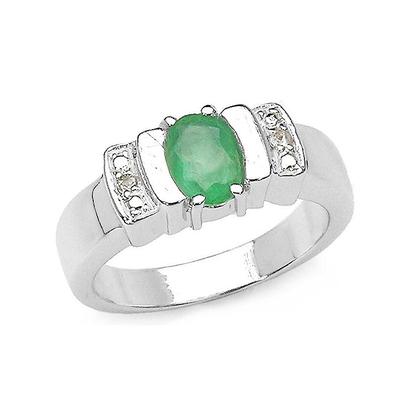 KLENOTA Stříbrný prsten se smaragdem v čele