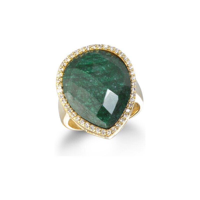 KLENOTA Pozlacený smaragdový prsten