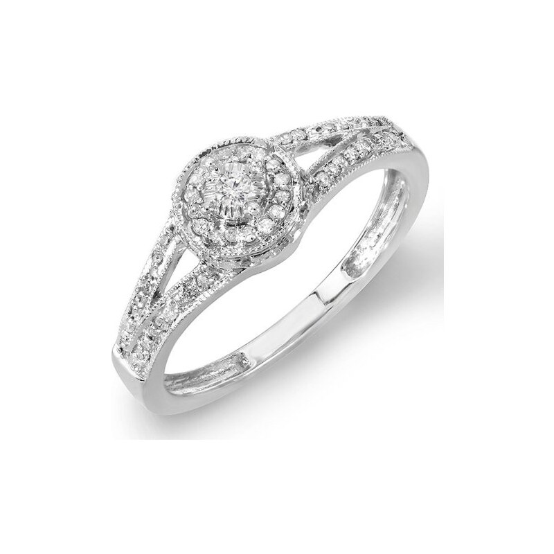 Zásnubní diamantový prsten ze stříbra KLENOTA