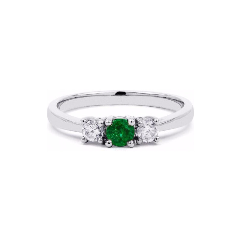 Zásnubní prsten se smaragdem a diamanty KLENOTA
