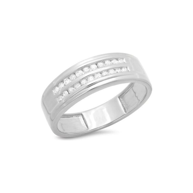 Pánský diamantový prsten z bílého zlata KLENOTA