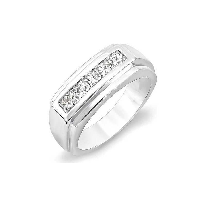 Pánský diamantový prsten z bílého zlata KLENOTA