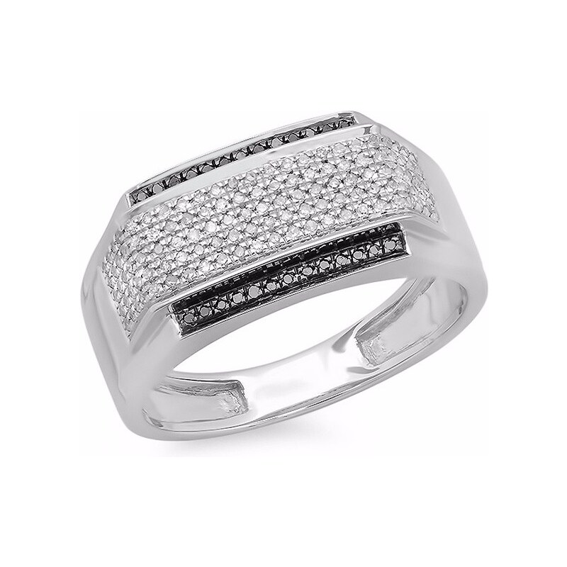 Pánský prsten s diamanty ze stříbra KLENOTA