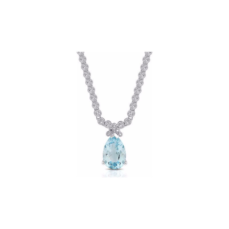Stříbrný náhrdelník s topazem a diamantem KLENOTA