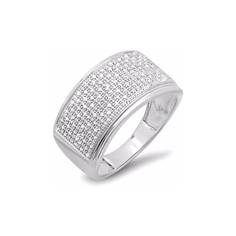 Pánský stříbrný snubní prsten s diamanty KLENOTA