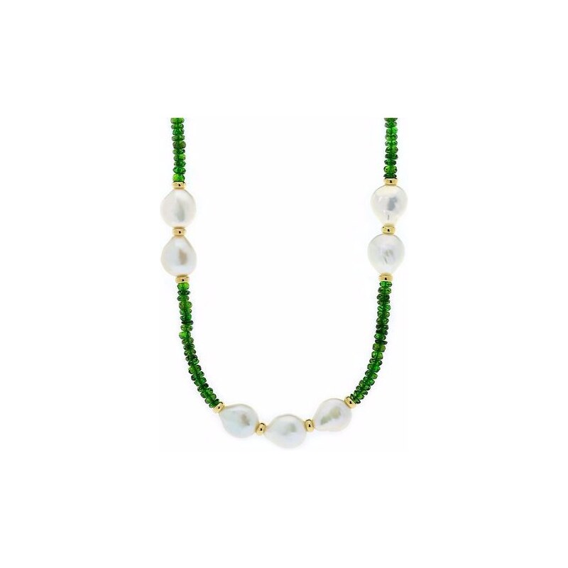 Náhrdelník ze zelených granátů a sladkovodních perel KLENOTA je3023