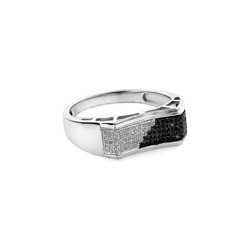 Prsten pro muže s bílými a černými diamanty KLENOTA