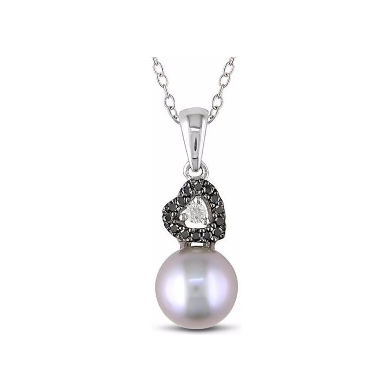 Přívěsek šedivá perla s diamanty KLENOTA