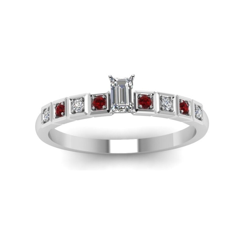 Zásnubní prsten s diamanty a rubíny KLENOTA