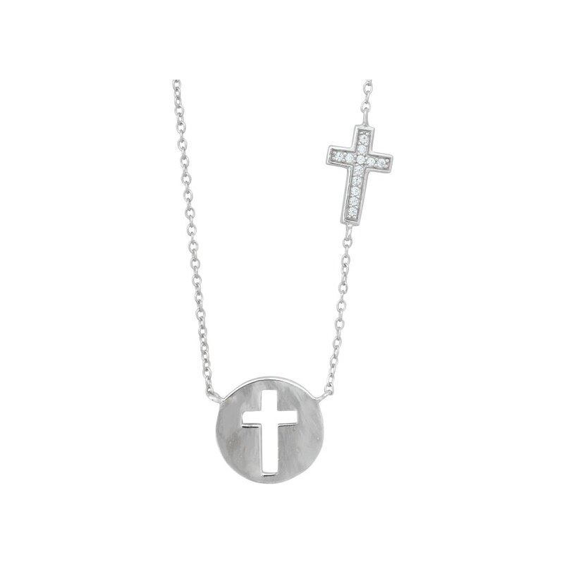 Stříbrný náhrdelník kříž KLENOTA