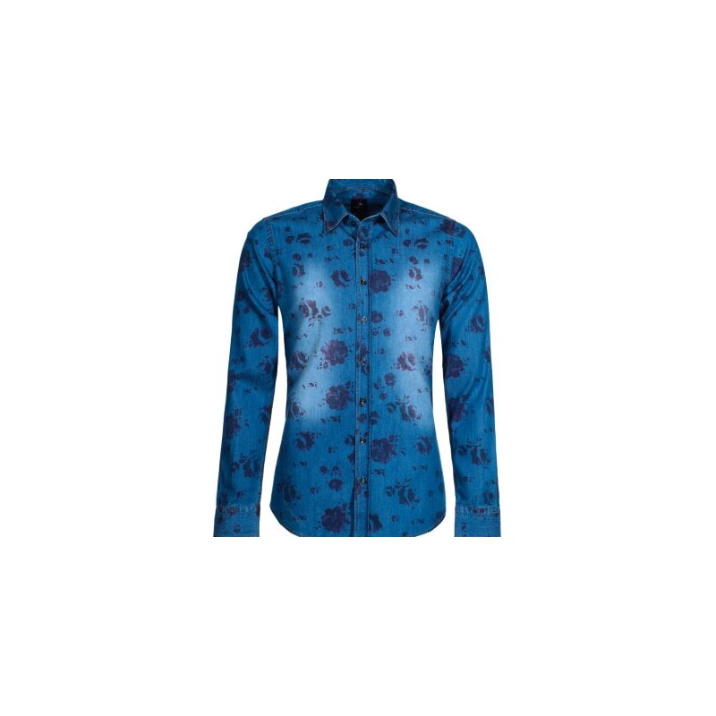 Luxusní košile Pontto modrá s šisováním