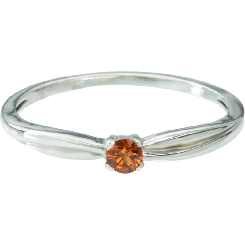 Stříbrný prsten s oranžovým safírem KLENOTA