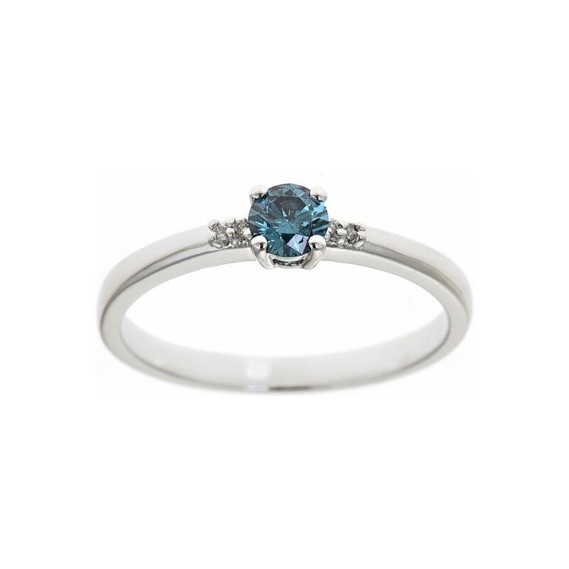 Stříbrný zásnubní prsten s modrým briliantem KLENOTA