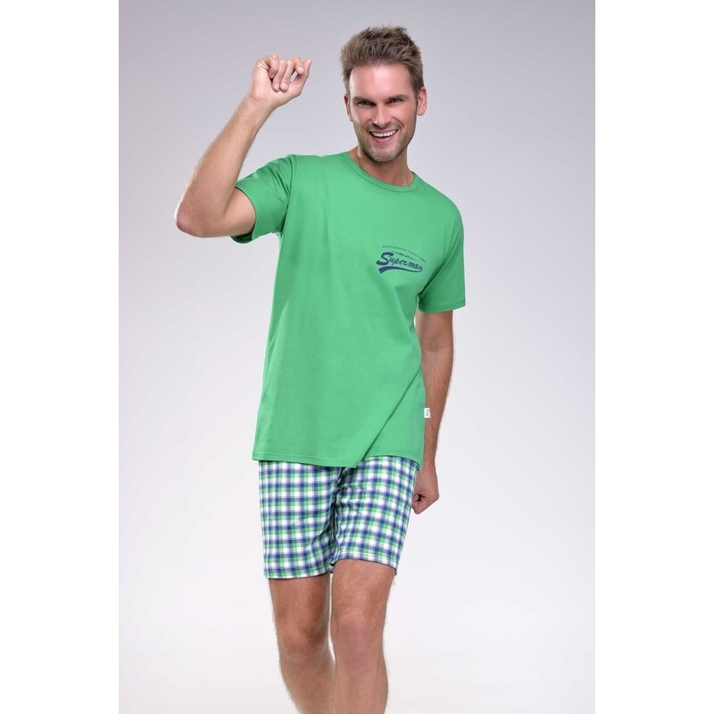 Taro Krátké pánské pyžamo Ignac zelené