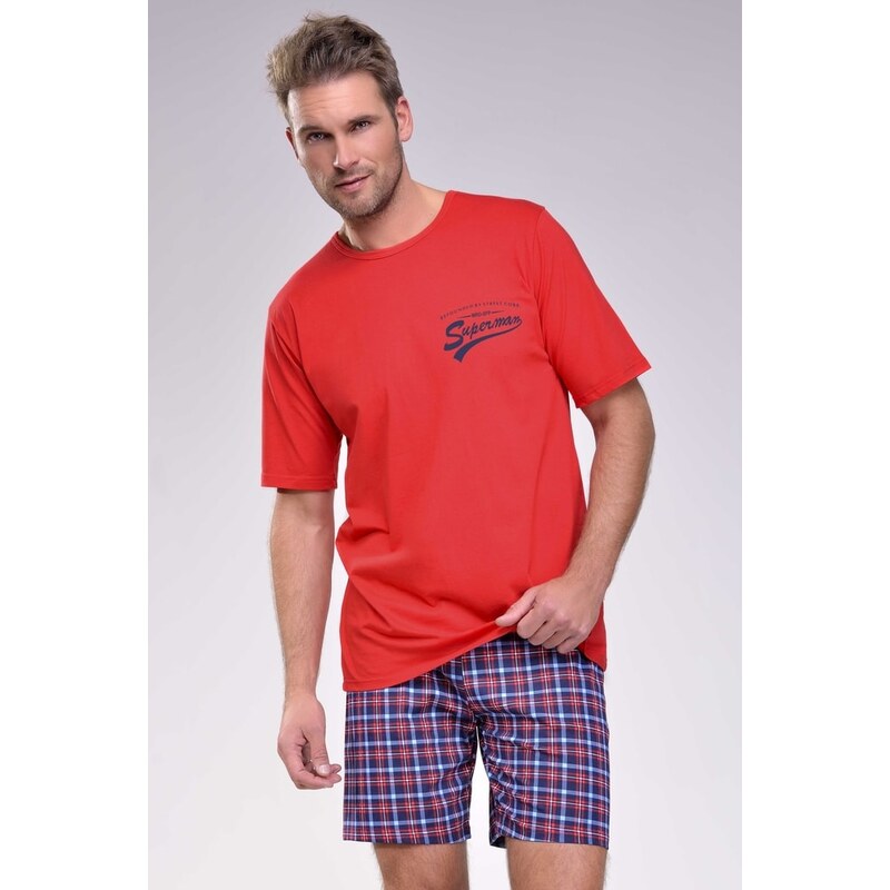 Taro Krátké pánské pyžamo Ignac červené