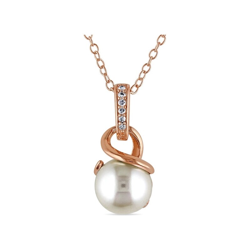 Pozlacený stříbrný přívěsek s perlou a diamanty KLENOTA