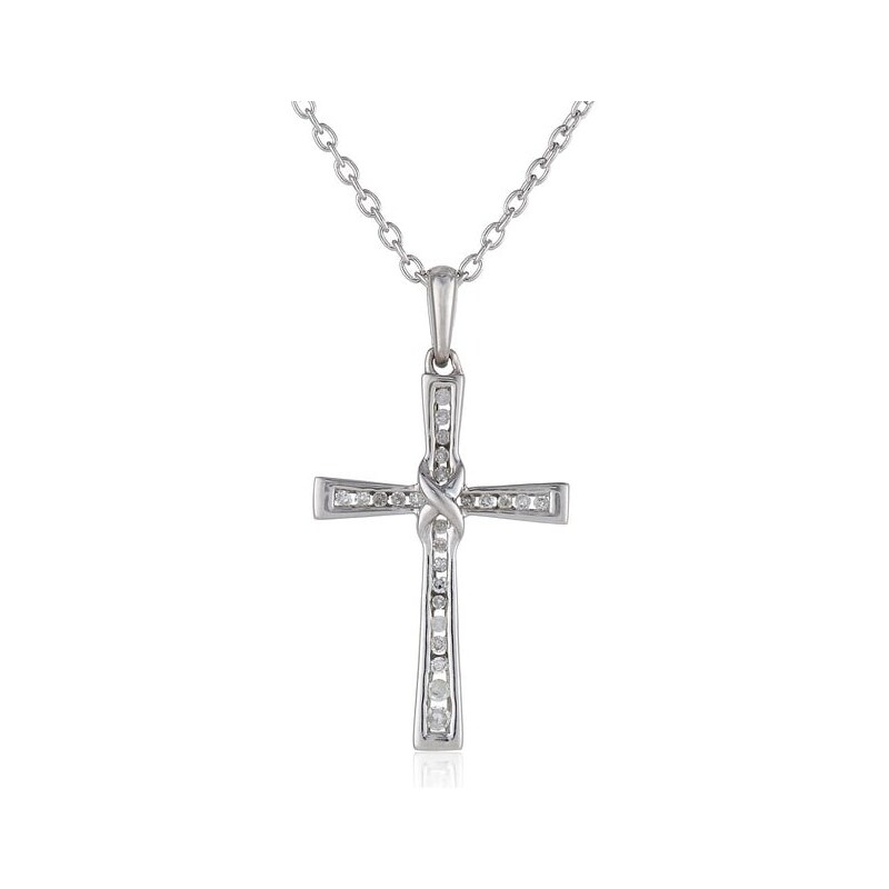 Diamantový křížek ze stříbra KLENOTA