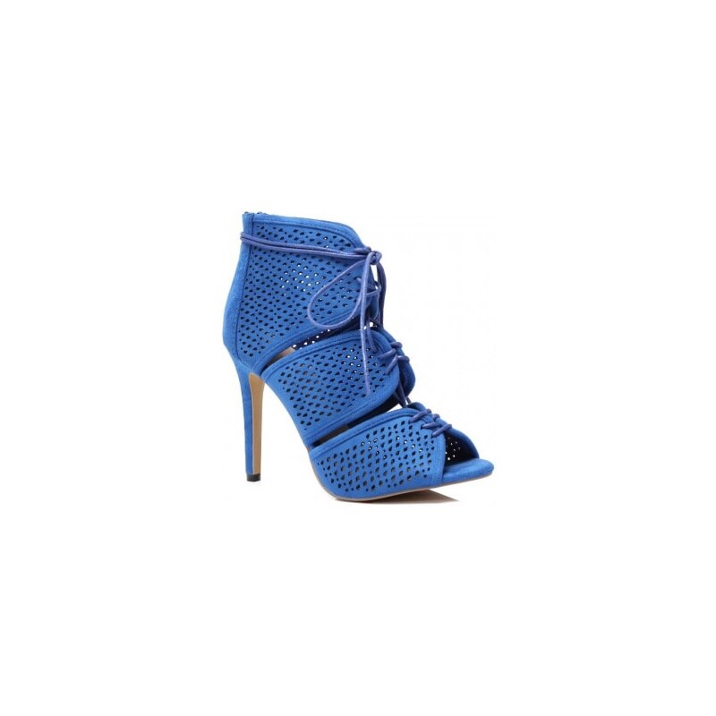 VICES Modré děrované sandály na podpatku