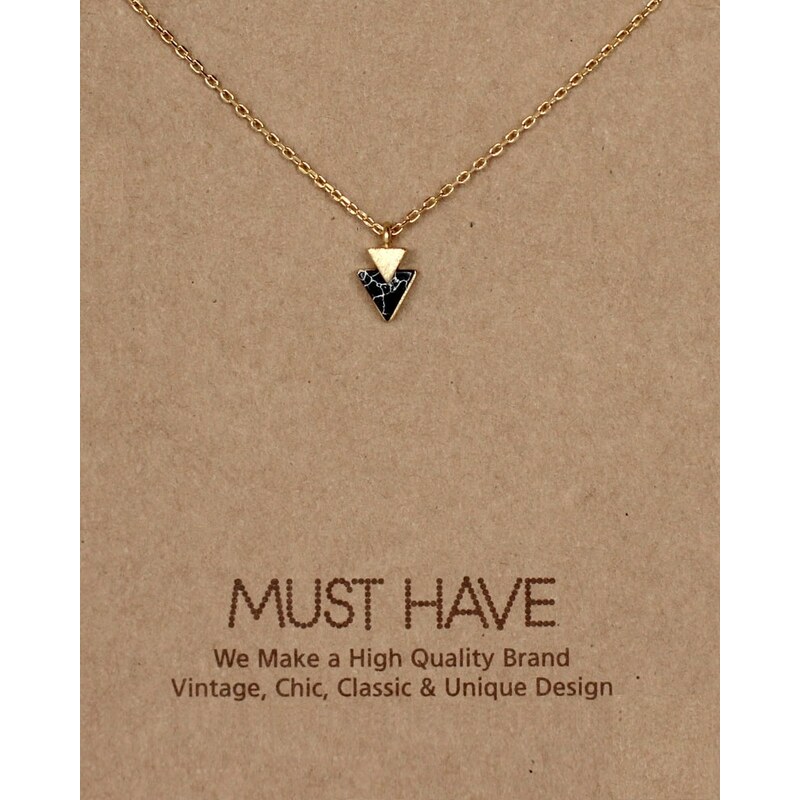 Fame Accessories MUST HAVE series: Delicate Gold Black Marble Triangle