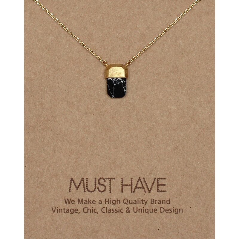 Fame Accessories MUST HAVE series: Delicate Gold Black Marble Pendant