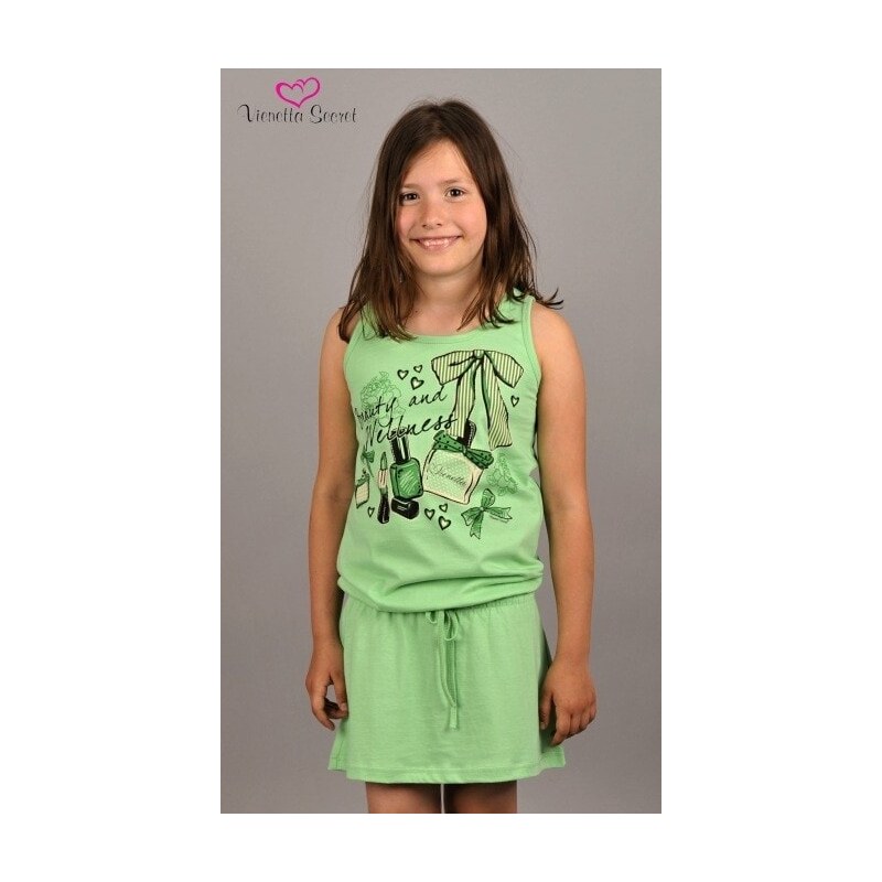 Vienetta Secret Dětská noční košile na ramínka Beauty - zelená