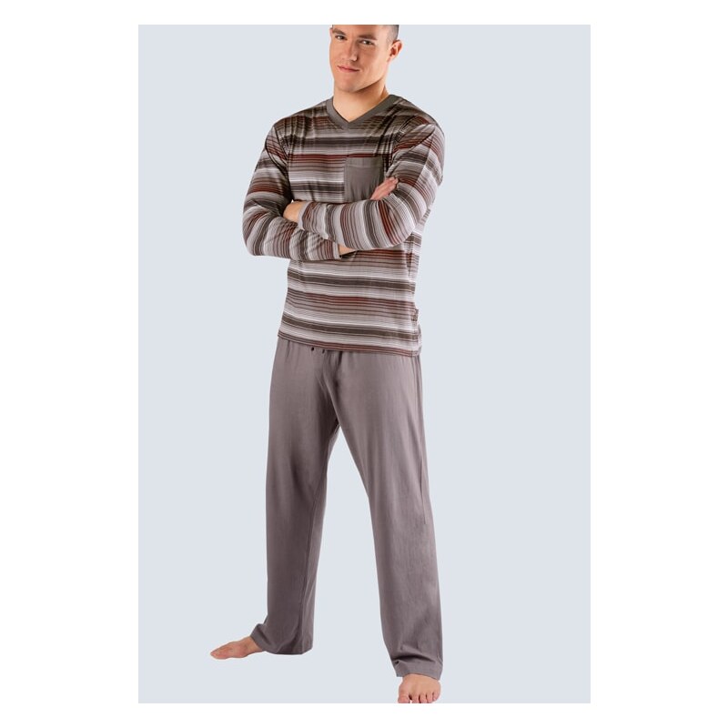 GINA GINA-79003P-BORDEAUX: Pánské pyžamo GINA dlouhé