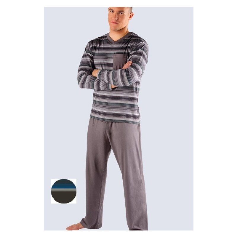 GINA GINA-79003P-BLUE: Pánské pyžamo GINA dlouhé