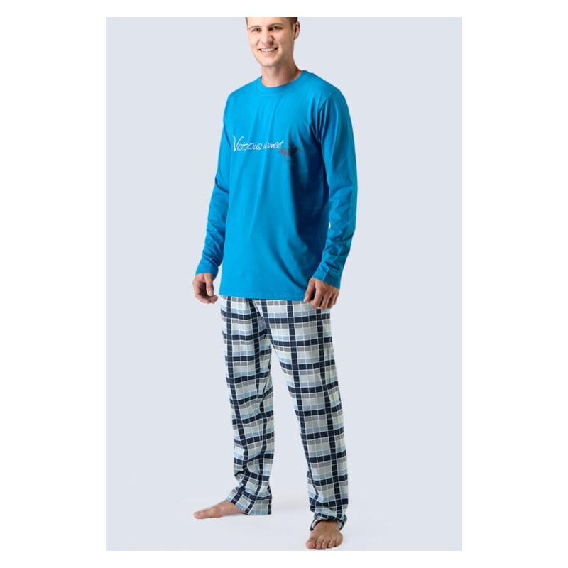 GINA GINA-79019P-BLUE: Pánské pyžamo GINA dlouhé