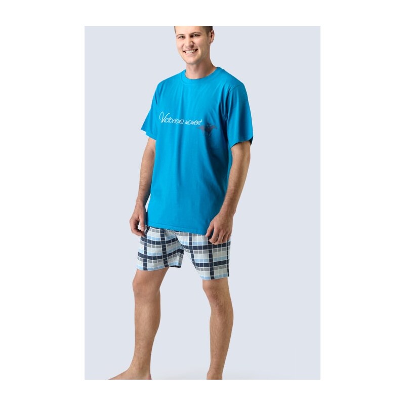 GINA GINA-79020P-BLUE: Pánské pyžamo GINA krátké