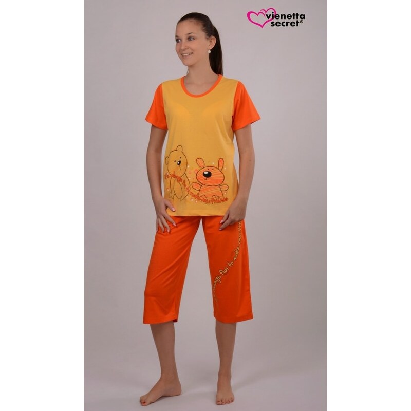 Vienetta Secret Dámské pyžamo kapri Vienetta Secret Přátelé - žlutá/oranžová