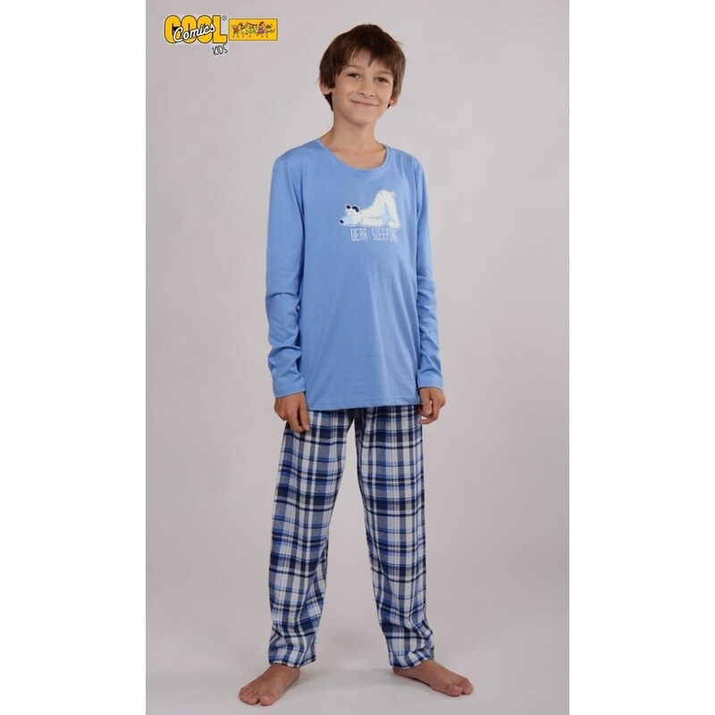Vienetta Kids Dětské pyžamo dlouhé Medvěd ospalec - modrá