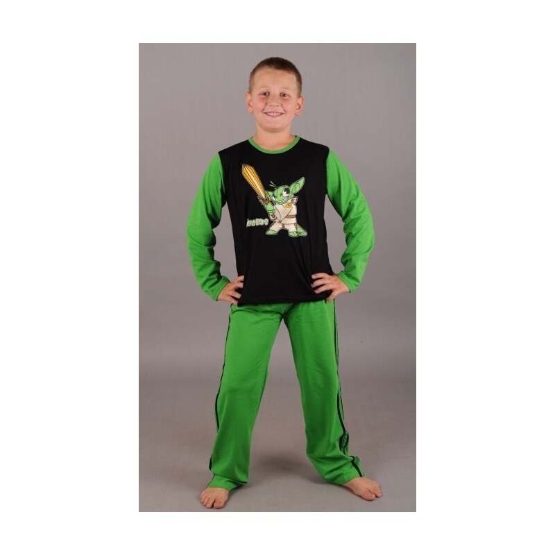 Cool Comics Dětské pyžamo dlouhé Válečník - černá/zelená