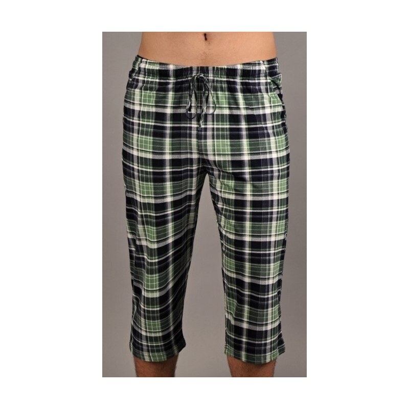 Gazzaz Pánské pyžamové kapri kalhoty GAZZAZ Ondřej - tmavě zelená kostka