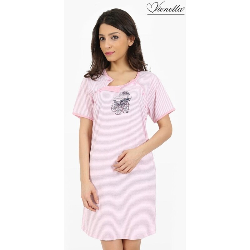 Vienetta Dámská noční košile mateřská Kočárek Antik - světle růžová