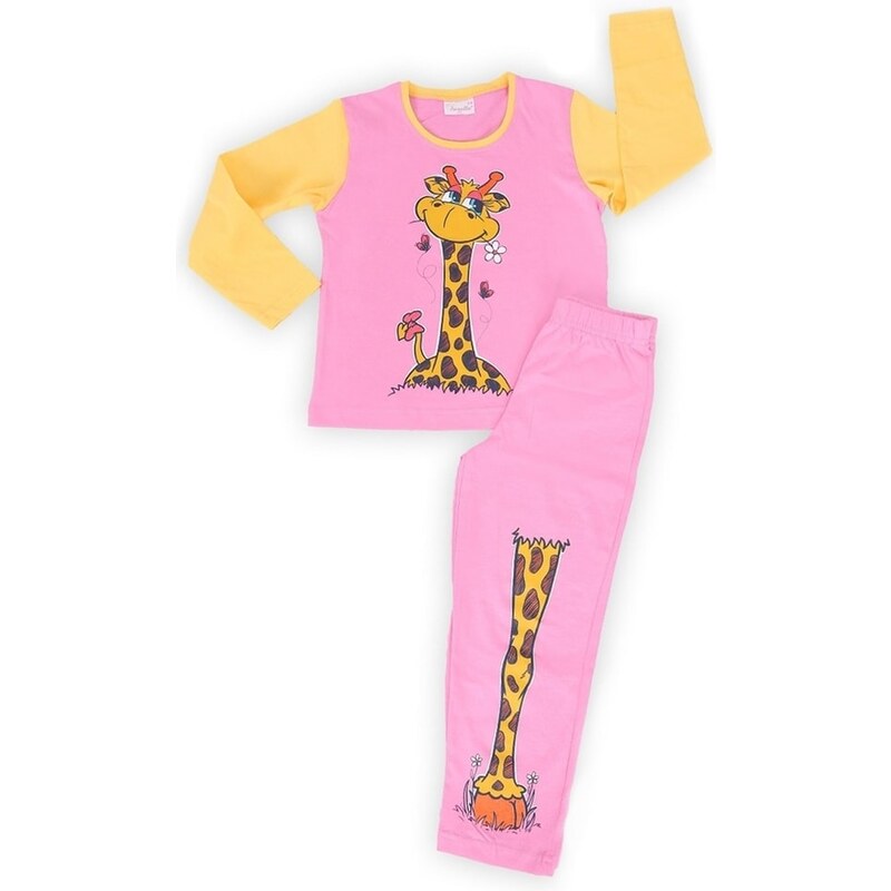 Vienetta Kids Dětské pyžamo dlouhé Malá žirafa - růžová