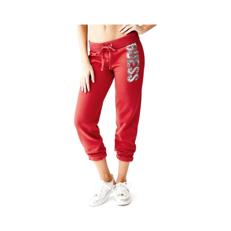 Guess Dámské tepláky Fayola Sweatpants Jet Heartache Red